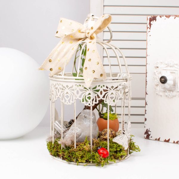 Colivie cu pasare si oua h23 cm, d 14 cm