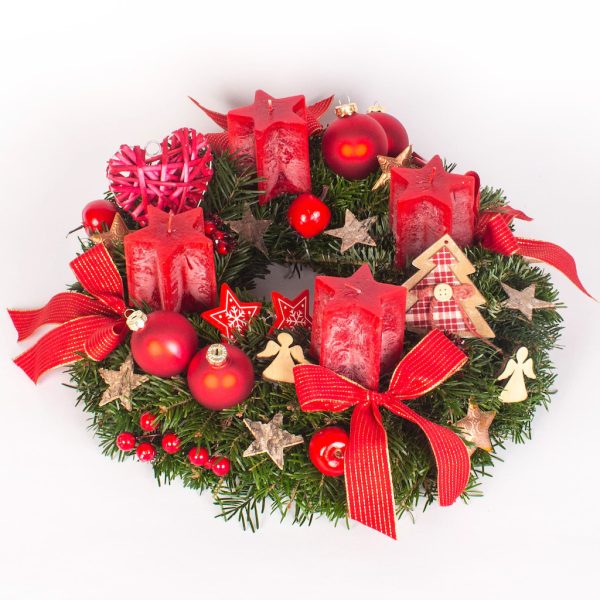 Coronita de masa 35 cm cu lumanari si stele